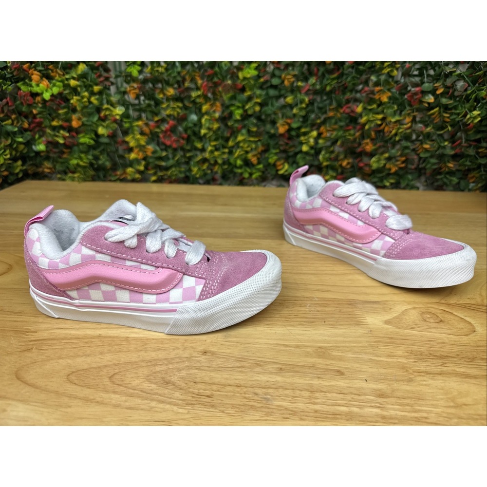 Vans Knu Skool Checkerboard Shoe Sneakers Prism Pink White Toddler Preschool 13 - Picture 4 of 10
